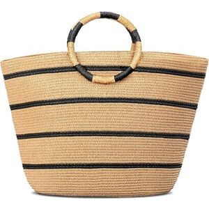 Stylish Tan and Black Striped Satchel